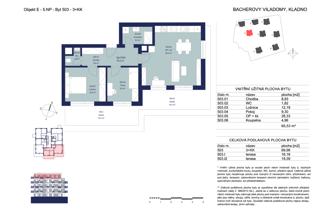 Căn hộ E503 - Bacherovy Viladomy - 3+kk (69 m²)